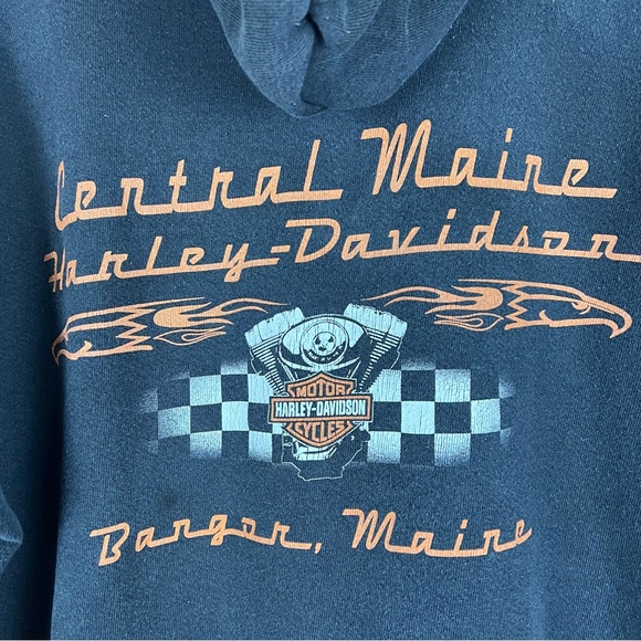 Vintage Y2K Harley Davidson Flames Faded Hoodie Large - Picture 5 of 8